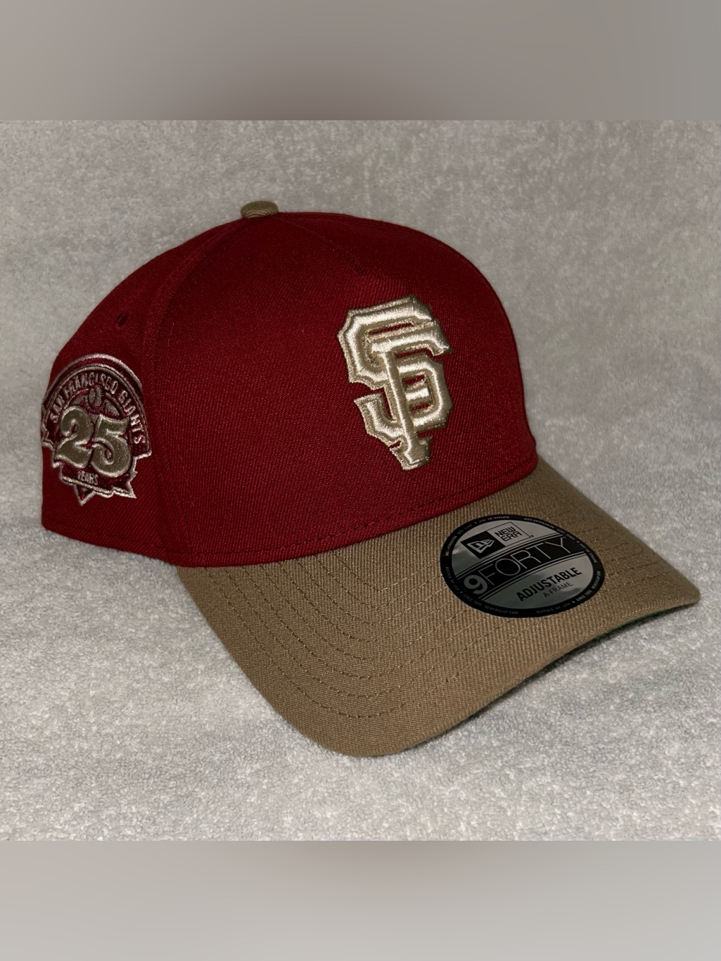 New Era Sf Giants 25th Anniversary 9forty Adjustable Hat Red/Tan Like New